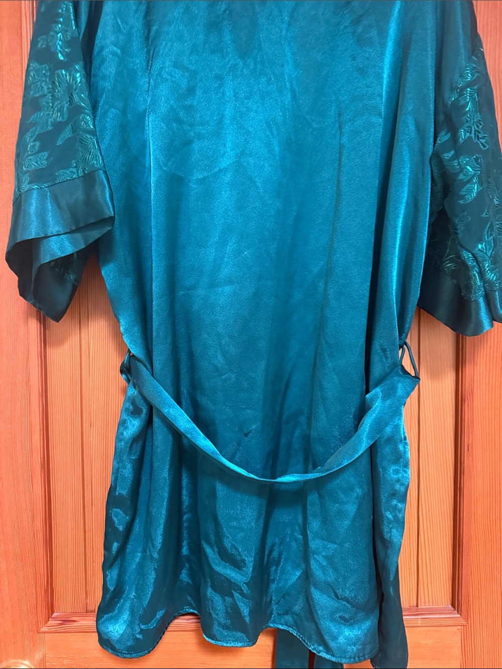 Sleep Solutions Silky Green Women's Kimono Robe - Size M - Picture 5 of 8
